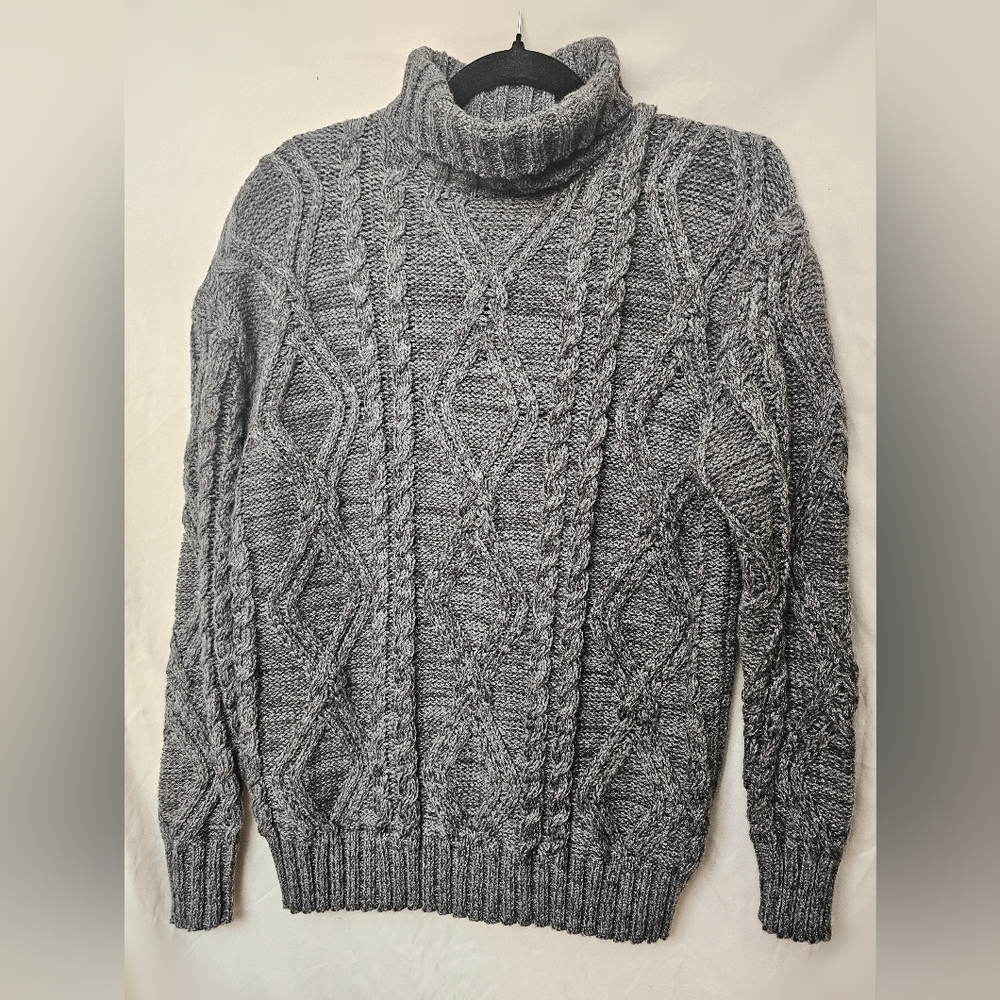 Cider Chunky Oversize Cable Knit Sweater - Charcoal Grey